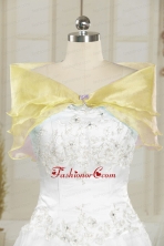 Yellow Organza Beading 2014 Shawls with Beading JSA001-14FOR