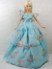  Beautiful Blue Princess Dress With Appliques Gown For Quinceanera Doll Babidf342for