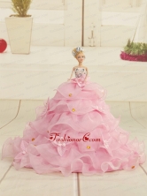2015 Baby Blue Bowknot Quinceanera Doll Dress Quinceanera004for