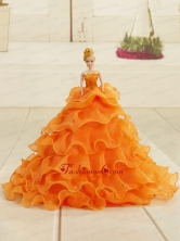 2015 Orange Organza Bowknot Quinceanera Doll Dress Quinceanera002for