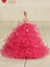 2015 Organza Bowknot Hot Pink Quinceanera Doll Dress Quinceanera006for