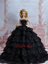 Amazing Black Dress With Sequins Made To Fit The Quinceanera Doll Babidf223for