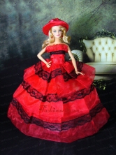 Amazing Red Dress With Lace Made To Fit The Quinceanera Doll Babidf403for