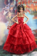 Amazing Red Lace Party Dress Made To Fit The Quinceanera Doll Babidf202for