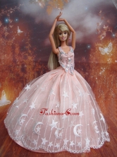Ball Gown Lace And Appliques Baby Pink Handmade Dresses Fashion Party Clothes Gown Skirt For Quinceanera Doll Babidf241for