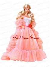 Beading Watermelon Red Organza Princess Quinceanera Doll Dress Babidf017for
