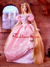 Beading And Hand Made Flowers Decorate Ball Gown Quinceanera Doll Dress Babidf005for