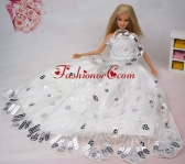 Beautiful Hand Made Flower Sequin Quinceanera Doll Dress Babidf377for