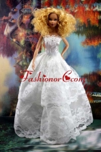 Beautiful Lace Over Skirt Wedding Quinceanera Doll Dress Babidf197for
