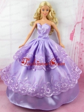 Beautiful Lilac Gown With Embroidery Made To Fit The Quinceanera Doll Babidf153for