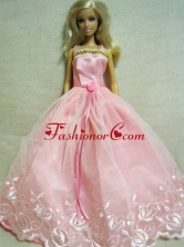 Beautiful Pink Dress With Embroidery Dress For Quinceanera Doll Babidf136for