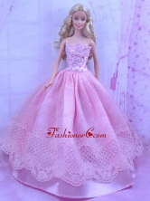 Beautiful Pink Princess Dress With Lace Made To Fit The Quinceanera Doll Babidf168for