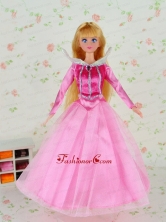 Beautiful Pink Tulle Party Clothes Fashion Dress For Noble Quinceanera Doll Babidf302for