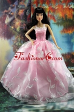 Beautiful Pink And Embroidery For Quinceanera Doll Dress Babidf185for
