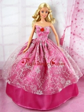 Beautiful Red Party Tulle Clothes Fashion Dress Hot Pink For Noble Quinceanera Doll Babidf297for