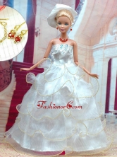 Beautiful White Wedding Dress For Noble Quinceanera Doll Babidf311for