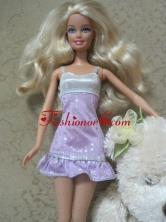 Cute Handmade Lilac Party Dress With Sequin Dress For Quinceanera Doll Babidf147for