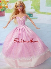 Cute Pink Party Clothes Taffeta For Noble Quinceanera Doll Babidf296for