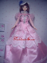 Cute Rose Pink Party Clothes Taffeta Beautiful Dress For Noble Quinceanera Doll Babidf287for