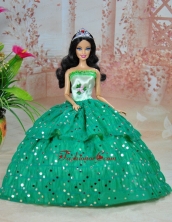 Elegant Ball Gown Green Strapless Hand Made Flowers Party Clothes Fashion Dress For Noble Quinceanera Babidf236for