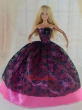 Elegant Ball Gown Party Clothes Lace Black And Hot Pink Quinceanera Doll Dress Babidf370for