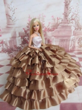 Elegant Ball Gown Ruffles Layers Brown Quinceanera Doll Dress Babidf108for