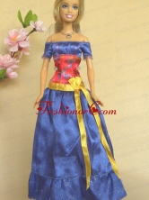 Elegant Blue Off The Shoulder Appliques Handmade Party Clothes Fashion Dress For Noble Quinceanera Babidf400for