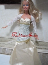 Elegant Champagne Beading Decorate Mermaid Wedding Clothes Quinceanera Doll Dress Babidf374for