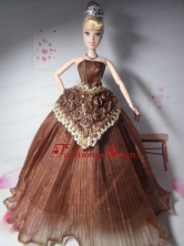 Elegant Hand Made Flowers Brown Made To Fit The Quinceanera Doll Babidf281for