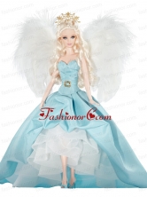Elegant Party Dress With Blue Taffeta Made To Fit The Quinceanera Doll Babidf358for