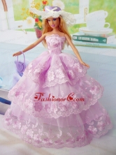 Elegant Pink Gown Organza Made To Fit The Quinceanera Doll Babidf288for