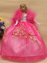 Elegant Rose Pink Gown With Lace Made To Fit The Quinceanera Doll Babidf273for