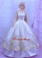 Elegant White Princess Dress For Quinceanera Doll With Appliques Babidf162for