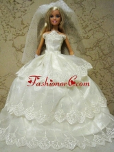Embroidery Decorate Ball Gown Wedding Clothes Quinceanera Doll Dress Babidf369for