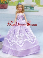 Embroidery Lilac For A-line Quinceanera Doll Dress Babidf050for