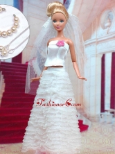 Fashion Handmade Organza Quinceanera White Wedding Dress For Quinceanera Doll Babidf309for