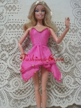 Fashion Pink Handmade Dress With Beading Made To Fit The Quinceanera Doll Babidf148for