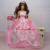 Fashionable Ball Gown Pink Party Clothes Quinceanera Doll Dress Babidf379for