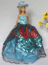 Free Shippment Quinceanera Doll Lace And Sequins Clothes Party Dresses Gown Babidf272for