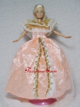 Gorgeous Light Orange Gown Handmade Dress For Quinceanera Doll Babidf333for