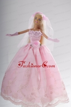 Hand Made Flower Embroidery Princess Party Clothes Quinceanera Doll Dress Babidf004for