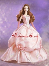 Hand Made Flowers And Embroidery Ball Gown Champagne Quinceanera Doll Dress Babidf008for