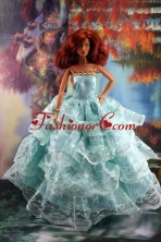 Lace Over Skirt And Light Blue Gown For Quinceanera Doll Babidf189for