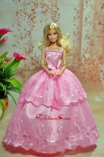 Lovely Baby Pink Straps Applqiues Party Clothes Fashion Dress For Noble Quinceanera Babidf233for