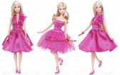 Lovely Princess Beading Sequin Hot Pink Gown For Quinceanera Doll Babidf372for