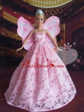 Lovely Princess Handmade Baby Pink Straps Party Clothes Fashion Dress For Noble Quinceanera Babidf067for