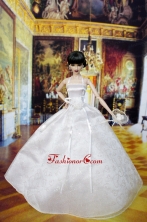 Lovely Wedding Dress For Quinceanera Doll With Hand Made Flowers Babidf405for