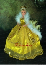 Luxurious Appliques Yellow Strapless Party Clothes Fashion Dress For Noble Quinceanera Babidf278for