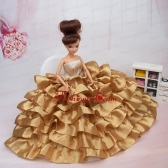 Luxurious Ball Gown Asymmetrical Gold Ruffled Layeres Clothes Party Fashion Dress For Noble Quinceanera Babidf389for