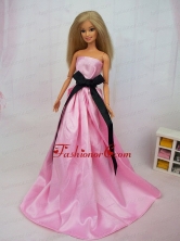 Luxurious Rose Pink Sash With Party Dress For Quinceanera Doll Babidf384for